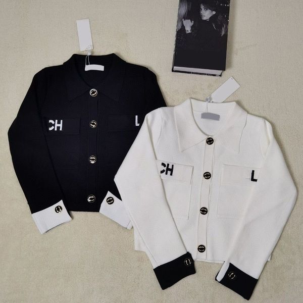 Long-sleeved top sweater small fragrant style suit collar short cardigan elegant lady jacket ins outer wear autumn and winter style