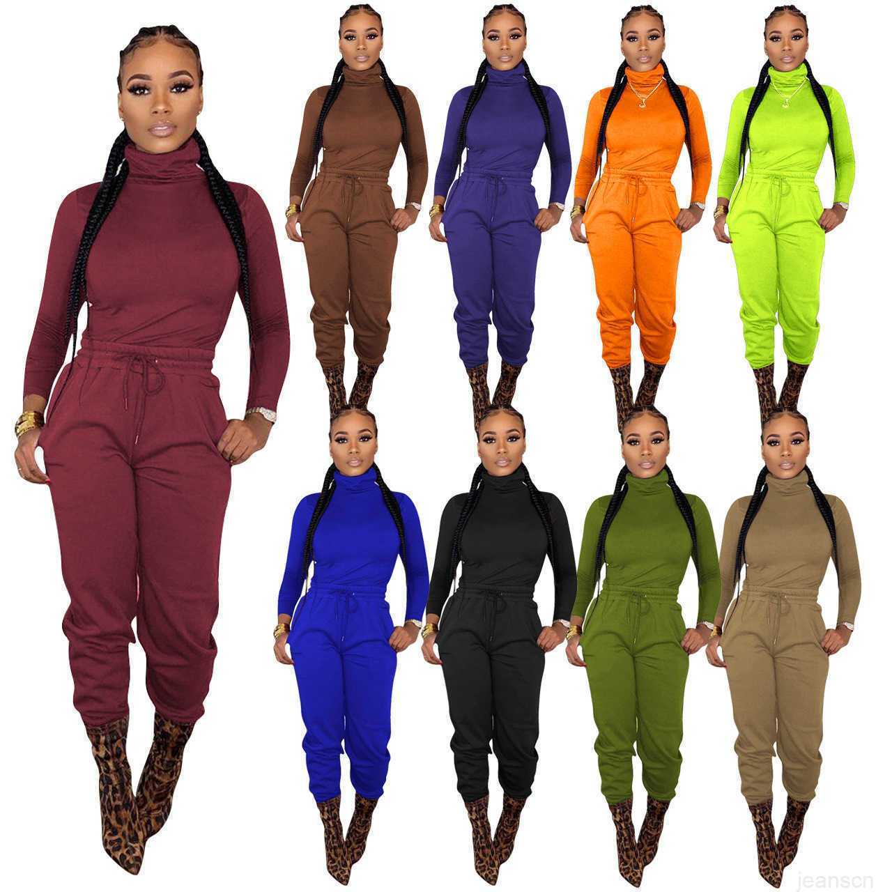 Womens solid 2 piece set tracksuit fall winter clothing plain sweatshirt pants sportswear hoodies leggings outfits outerwear bodysuits