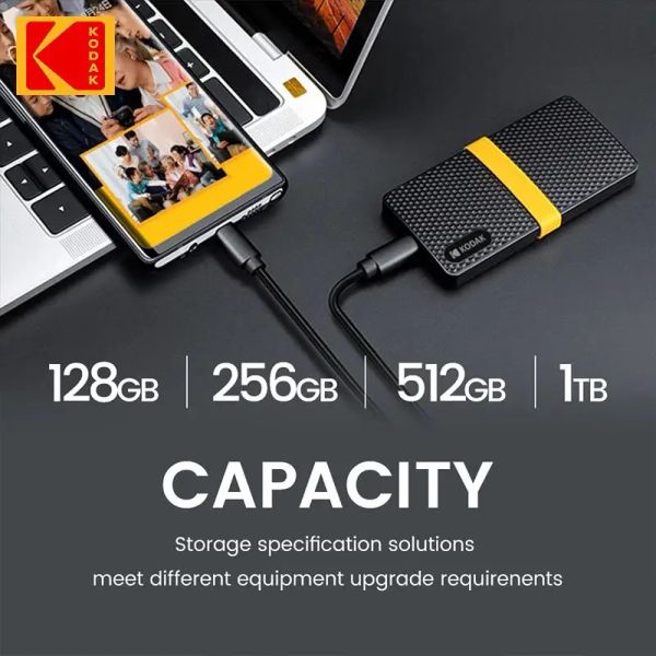 Kodak Portable SSD Type-C USB3.1 Mobile External Solid State Drive PSSD 256GB 512GB 1TB 2TB for Laptops Destops PS5 PS4 XBOX TV