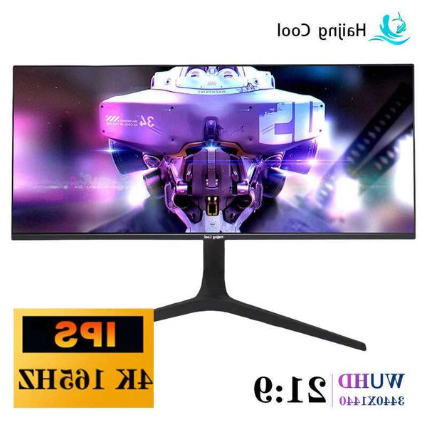 Monitors Haijing Cool 34Inch 4K 165Hz Monitor Wide Display 21 9 IPS 144Hz WQHD Desktop LED Gamer Computer Screen DP-3440*1440 Y240626NXUU