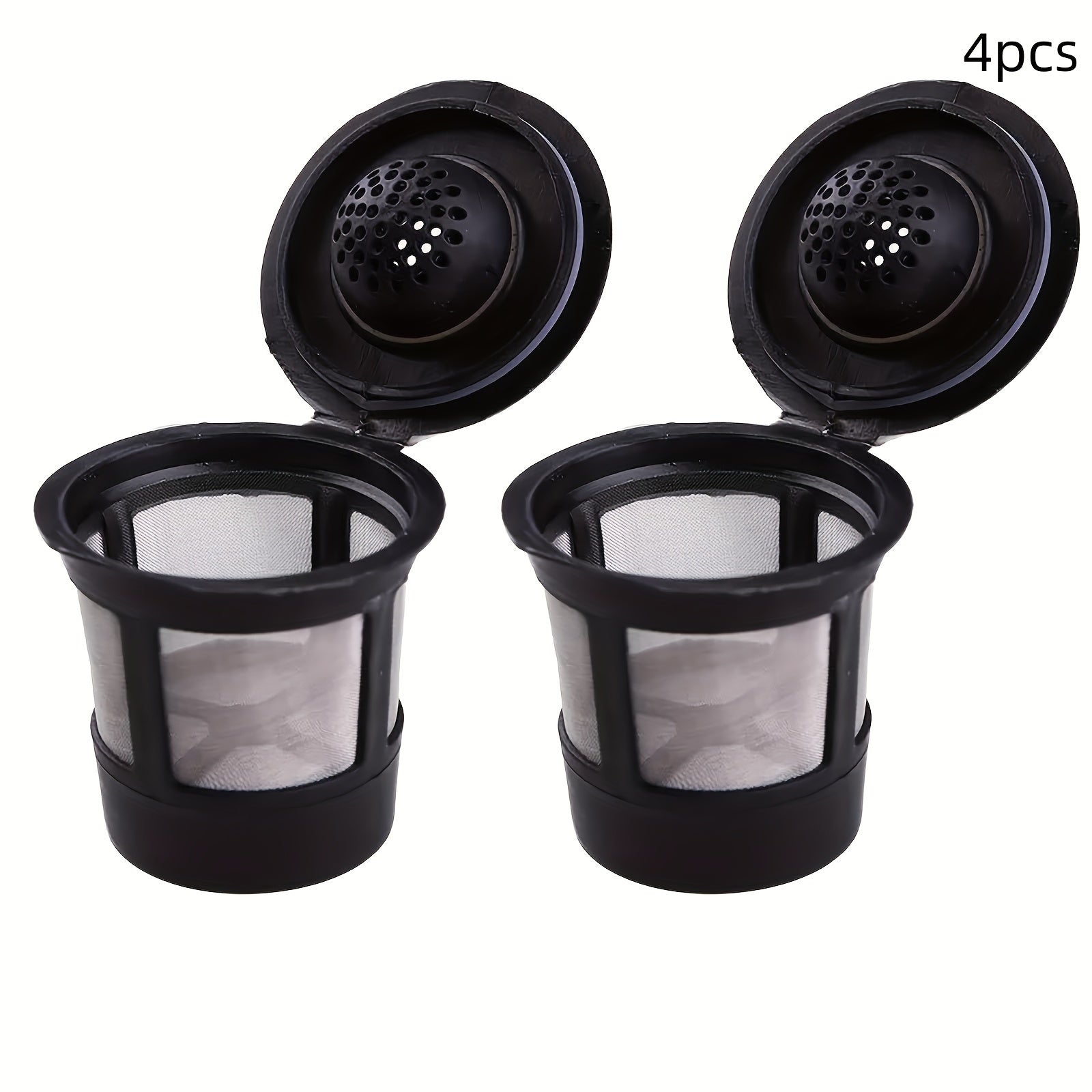 TEMU 4pcs Reusable Coffee Filters - Bpa-free, Compatible With 1.0 & 2.0 Coffee Makers, Durable Plastic Mesh Design, Refillable Pods, Cost-saving