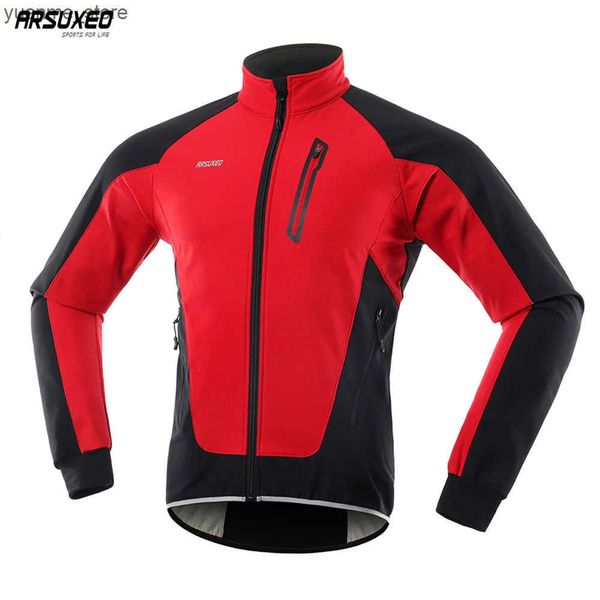 Cycling Jackets ARSUXEO Men Winter Cycling Jacket Thermal Fleece Bike Coat Windproof Waterproof Bicycle Jersey Cycling Clothing Reflective J