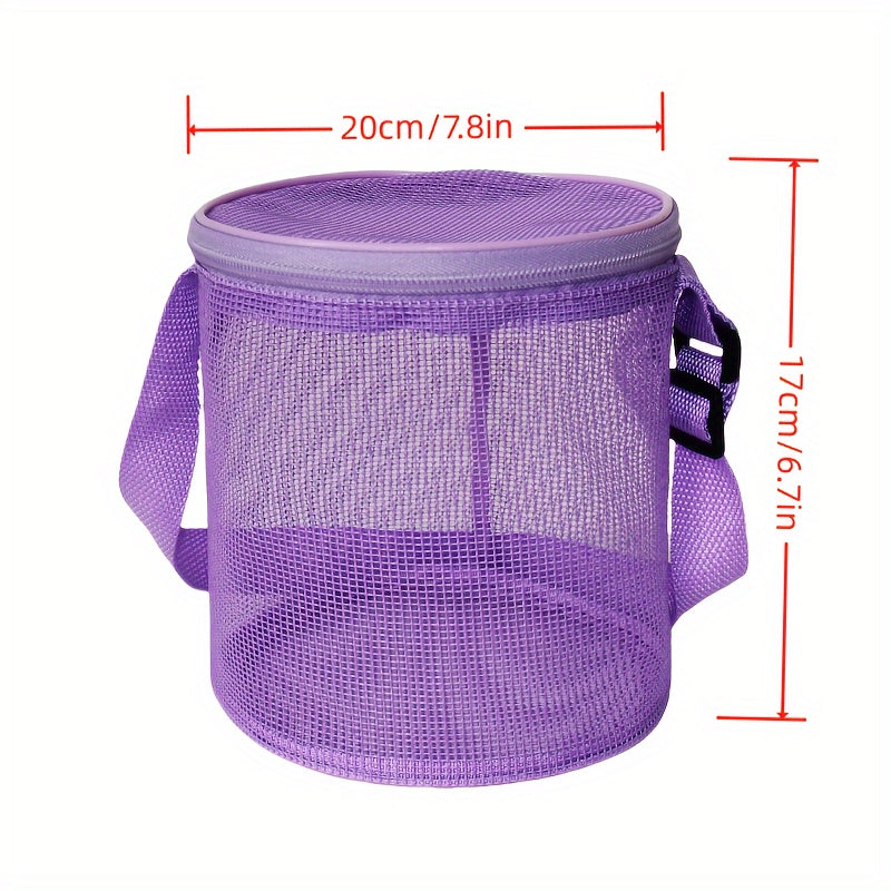 TEMU 1pc Contemporary Pvc Mesh Shell Storage Bag, Portable Knitted Yarn Ball Organizer With Lid, Crochet Accessories Handbag, Lightweight Waterproof