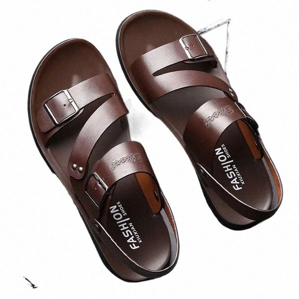simple Men&#039;s Sandals Solid Color PU Leather Men&#039;s Summer Shoes Casual Comfortable Open Toe Sandals Soft Beach Shoes Men&#039;s San
