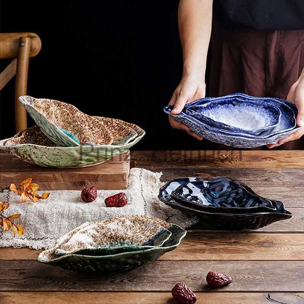 Dishes Plates Japanese Restaurant Retro Creative Ceramic Kiln Change Tableware Sushi Sashimi Plate Cold Dish Small Dish Oyster Shell Tablewa