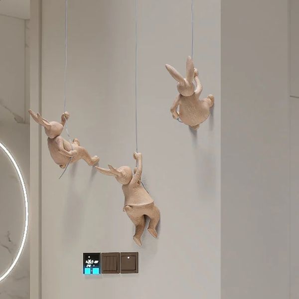Nordic Cute Rabbit Climbing Modern Art Room Pendant Gift Kindergarten Wall Decoration Garden Sculpture Resin 240730