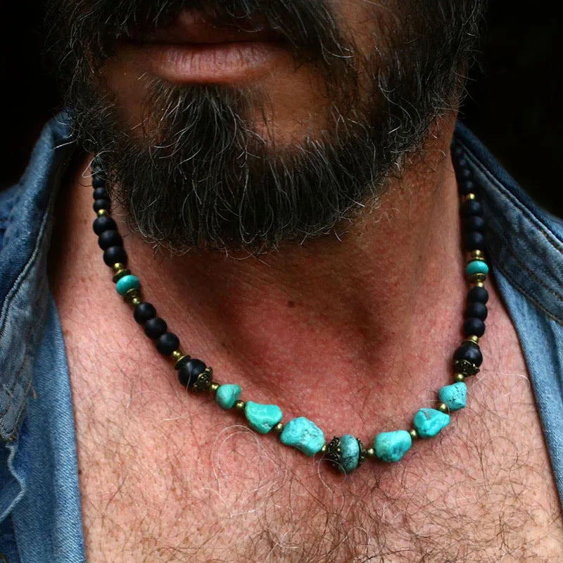 Chokers turquoise necklace for men - bohemian necklace - Turquoise gemstone necklace - jewelery for men - cool necklace for men 230921
