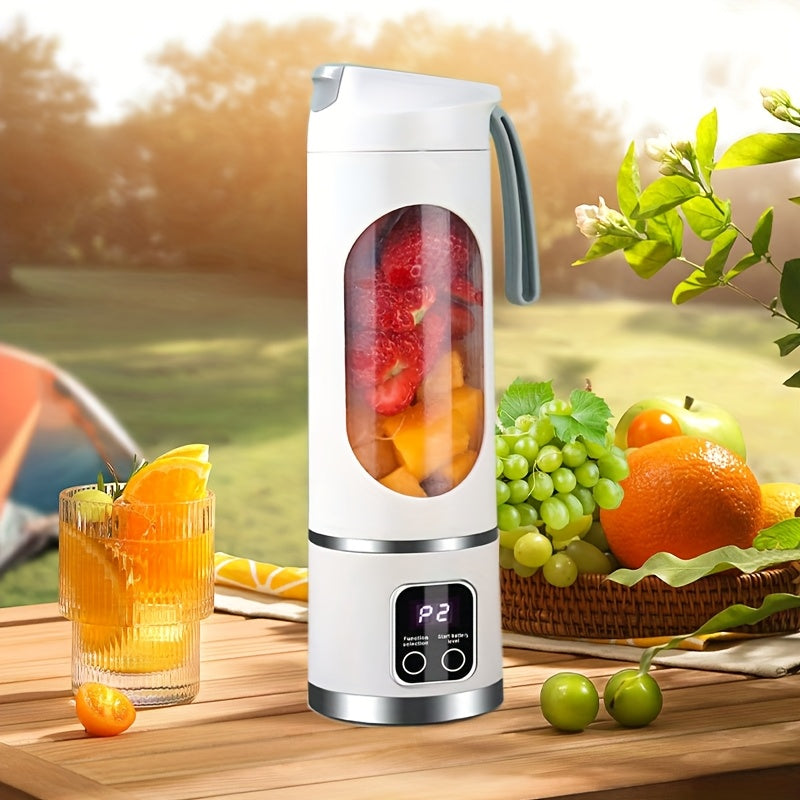 TEMU Portable Usb Rechargeable Mini Blender & Juicer - 3 , Digital Display, 12-blade, 15.22oz, Easy Clean, Ideal For Travel - Fresh Juices Anywhere