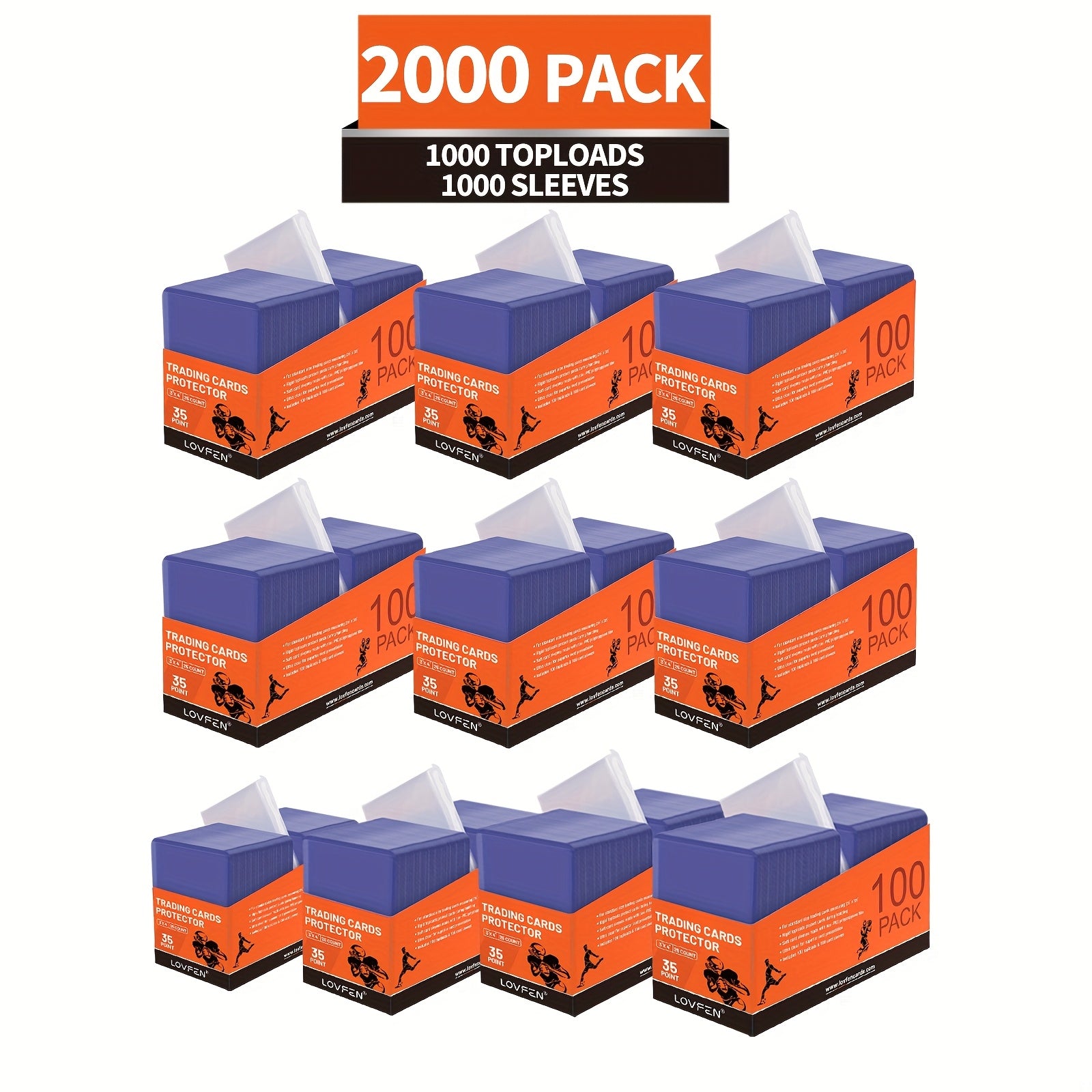 TEMU Lovfen 2000ct Top Card Sleeves - 1000 Hard Plastic & 1000 Soft Sleeves For Baseball, Football Cards - 3" X 4" Trading Card Protectors - Durable