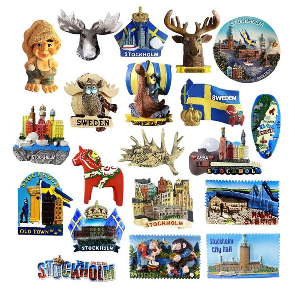Europe Sweden 3D Fridge Magnets Tourism Souvenir Refrigerator Sticker Collection Handicraft Decoration Articles 250116