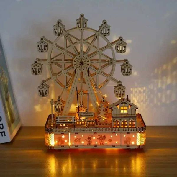 ferris wheel Model DIY 3D Wooden Puzzle Building Block Kits Assembly Toy Birthday Gift For Kids Adult Home DecorC250110