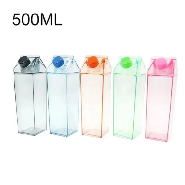 water bottle 500ml Plastic Milk Carton Water Bottles BPA Free Clear Transparent Outdoor Square Juice Box FY5230 1220 H241125
