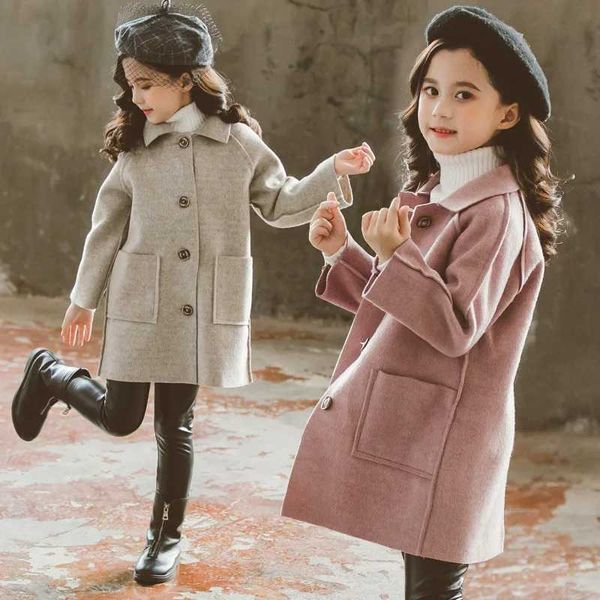Kid&#039;s jacket Girls Woolen Coats Baby Winter Cute Outerwear New Children Casual Jacket Kids Autumn Overcoat Solid Colour Windbreaker M24