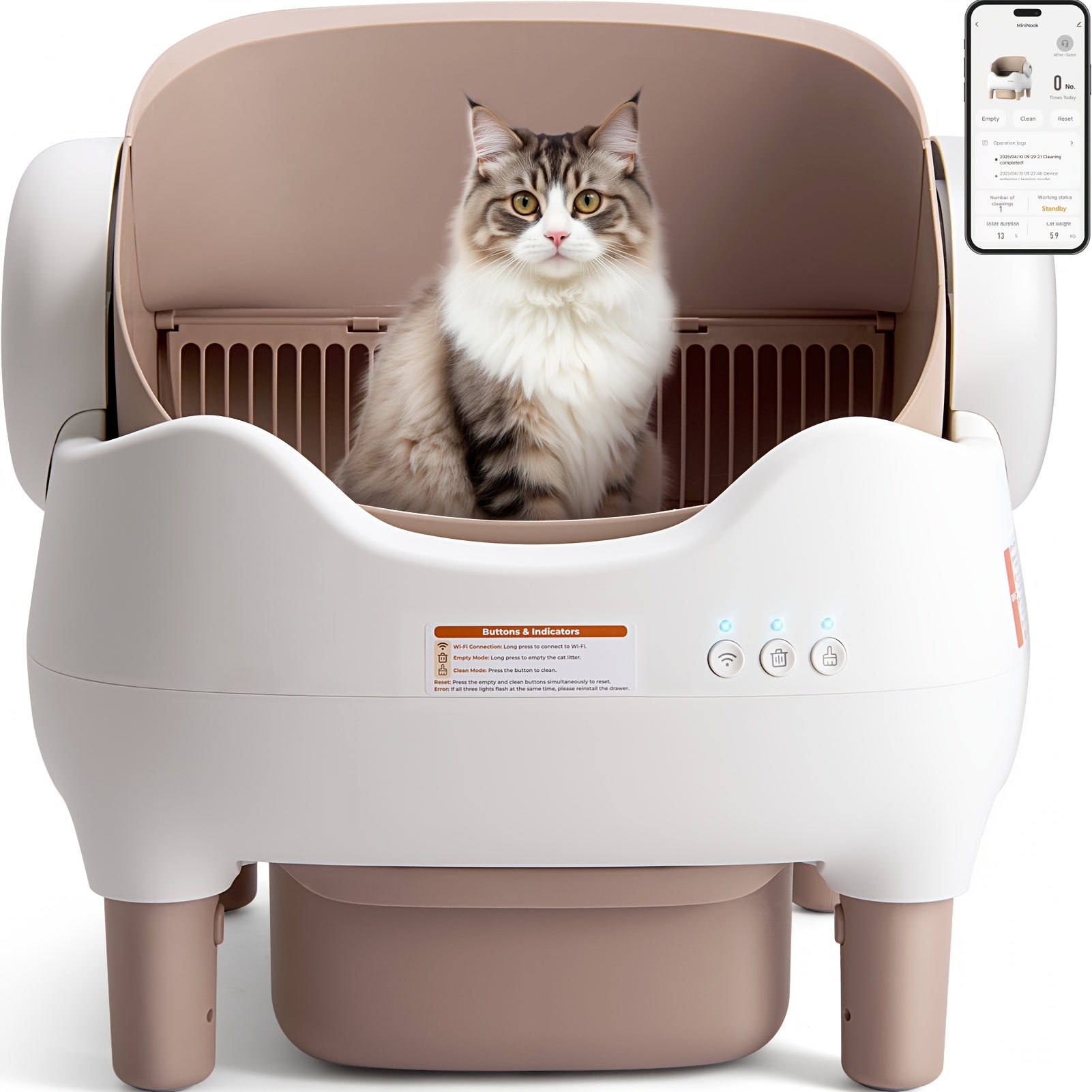 TEMU Extra Large Smart Self-cleaning Cat Litter Box, App-controlled Automactic Cleaner With 13l Big Capacity, 2.4g Wifi Automatic Cat Litter Box With