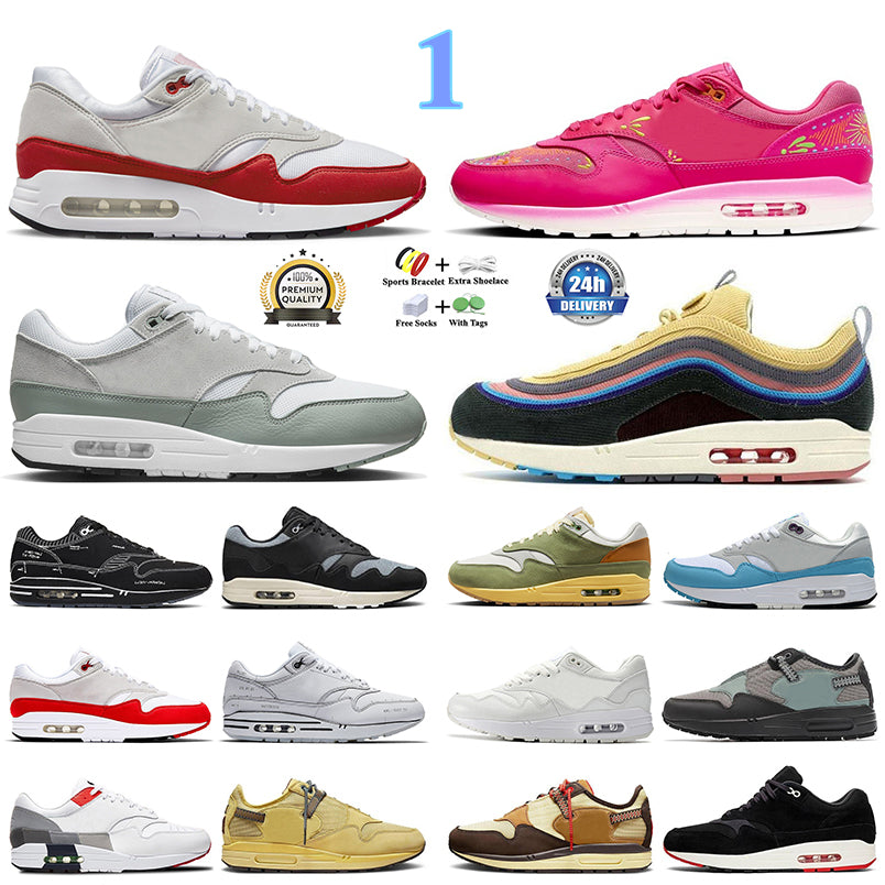 1 87 Dia De Los Muertos mens running shoes Sean Wotherspoon Mica Green Big Bubble OG Anniversary White Black Patta x Grey Monarch men women trainers