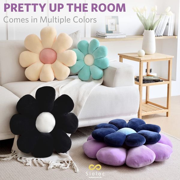 Flower Shaped Throw Pillow Butt Seating Cushion Flower Floor Pillow Daisy Flower Toy Plant Stuffed Doll For Kids Girls Gifts Stretch Sofa Cu