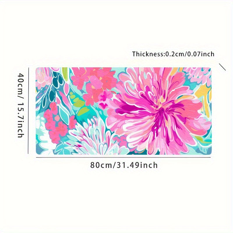 TEMU Colorful Watercolor Chrysanthemum Large Mouse Pad- Non-slip Rubber Base, , Suitable For Office And Home Use, Gaming And Computer , Green