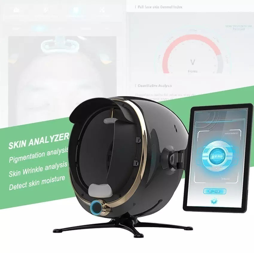 3D Skin Scanner Facial Analyzer Monitor Machine, Portable Magic Mirror Testing Device, English Detector for Face Camera Test and Comprehensive Skin