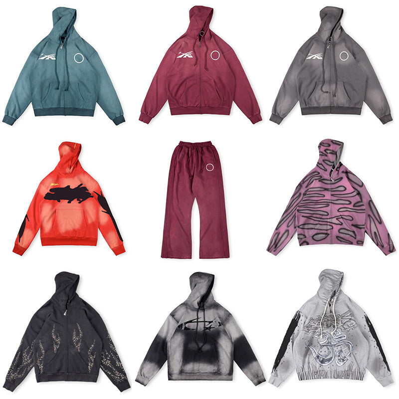 10A Designer Tracksuits Zipper washed cotton hooded sweatshirt for men and women