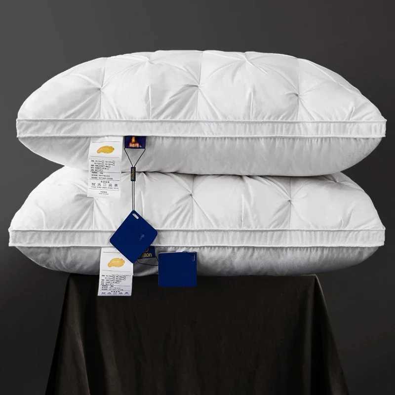2025 new 95% Goose Down White Cotton Cover Rectangular Bedroom 5-star Hotel Low Medium High Sleep Pillow Y240930