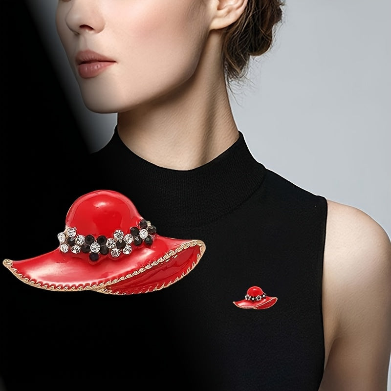 TEMU 1pc Vintage Boho Alloy Brooch Pin, Fashion Hat-shaped Enamel Jewelry, Accessory, With For Women, Sweater, Coat, Dress, Backpack, Ideal For Daily