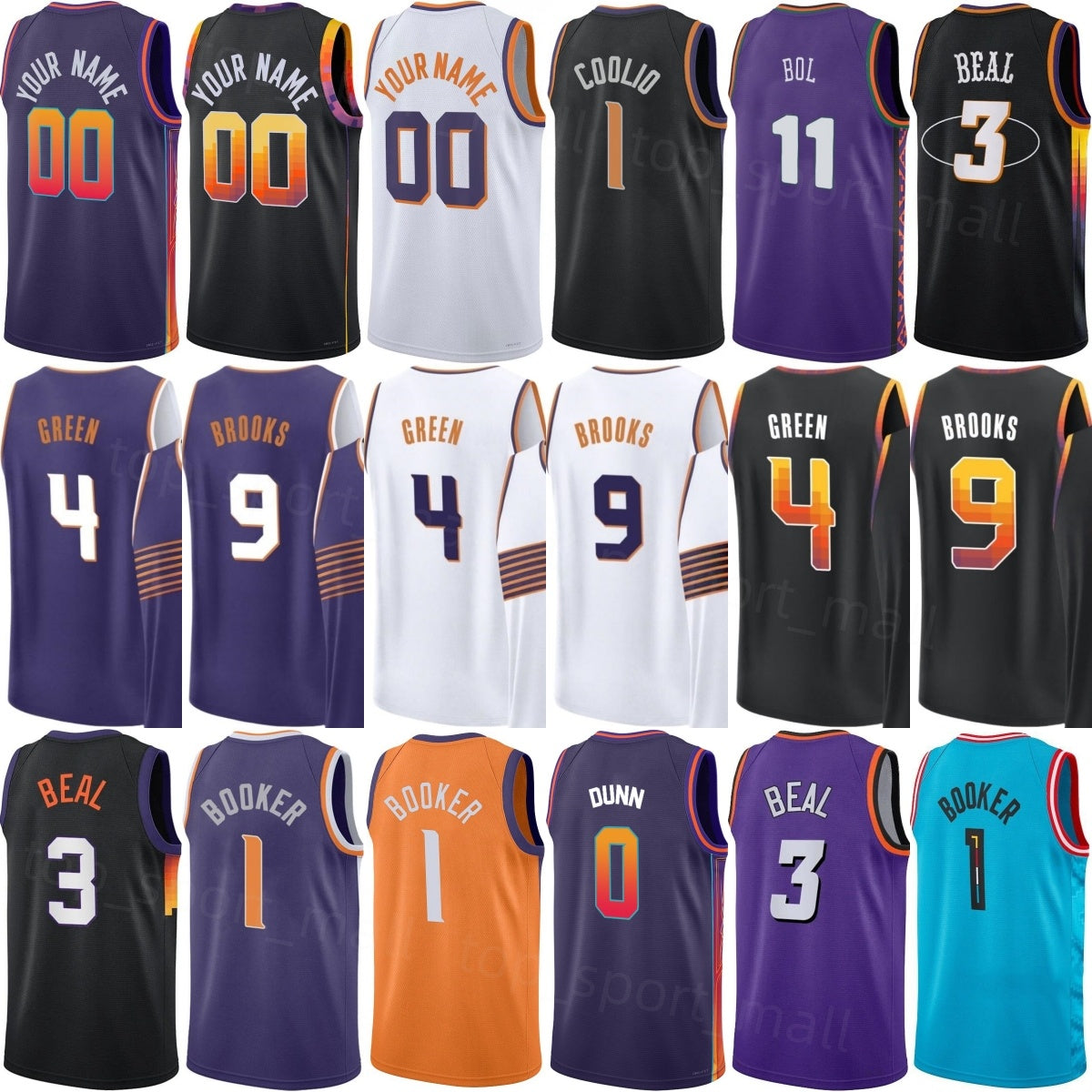 Print Basketball Jalen Green Jersey 4 Dillon Brooks 9 Devin Booker 1 Bradley Beal 3 Grayson Allen 8 Tyus Jones 21 Nick Richards 2 Royce ONeale 00 Te