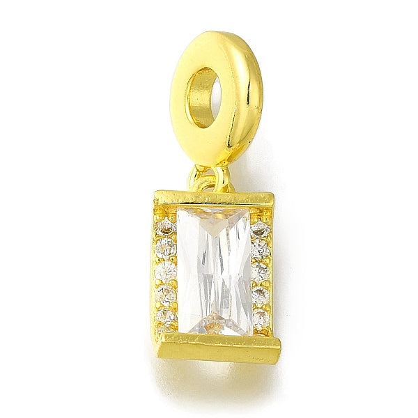 Placage en rack laiton micro pavé de zircone cubique clair breloques pendantes européennes