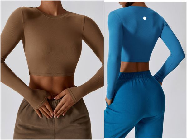 8188 Womens Yoga Shirts Tees Ladies Yoga Gym Slim Shirts Long Sleeve Running Excerise Tops Sportwear Breathable Shirt Fast Dry