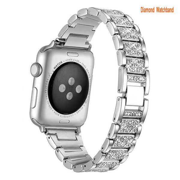 Bling Bracelet Straps for Apple Watch Band Se7 45mm -44mm-42mm Series 8 SE6 Women Dressy Jewelry Diamond Beads Handmade Elastic Stretch Stra