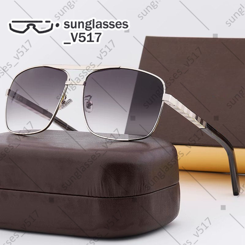 sunglasses men sunglasses designer women UV400 square checked mirror legs Metal frame Double nasal bridge luxury glasses classic vintage sunglasses