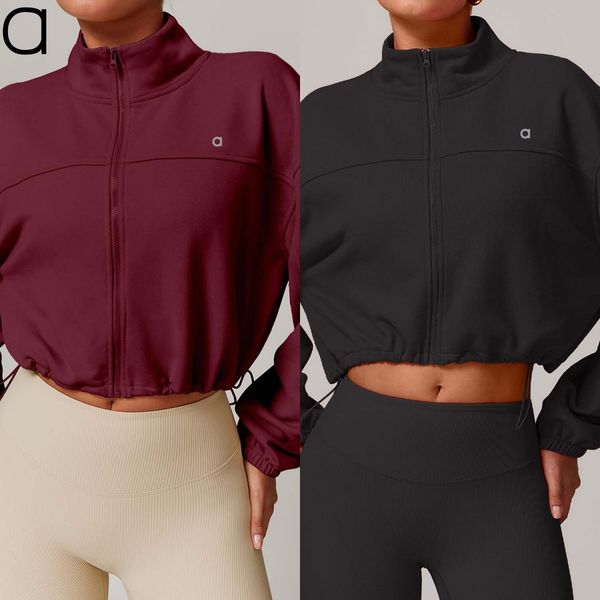 A543 Women 3D Sier Sports Yoga Outside Autumn and Winter Casual Loose Stand Collar Jacket Running Fiess Hoodie Coat