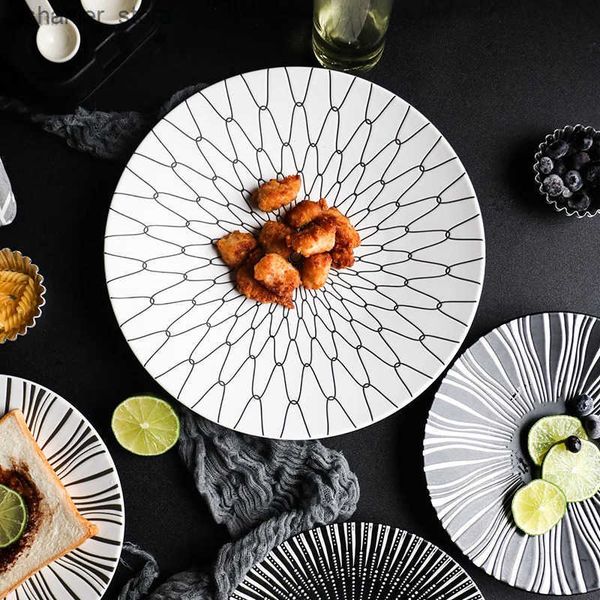 Dishes Plates Nordic Tableware Geometric Patterns Tableware 8-10 inch Ceramic Plate L240910
