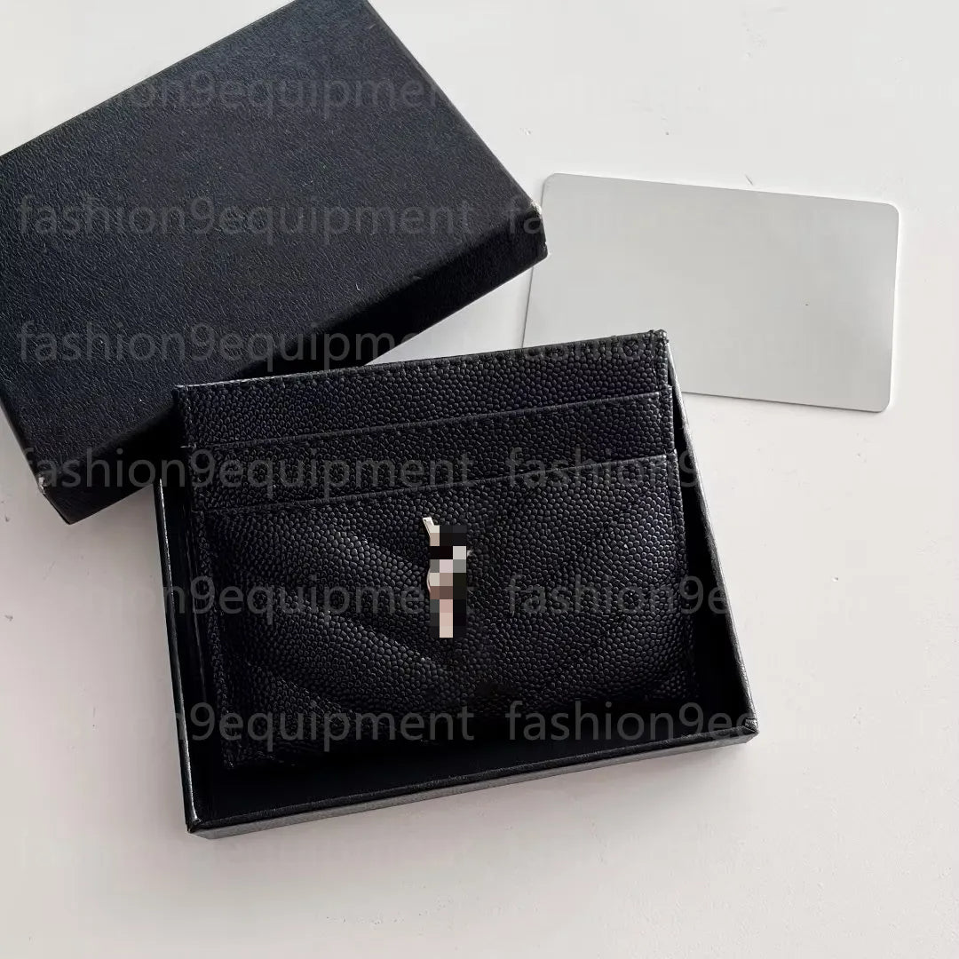 Luxury Designer Caviar Card Holder Leather Purse Fashion Y3 Womens Purses Mens Key Ring Credit Cards Wallet Bag Travel Documents Passport Holders wi