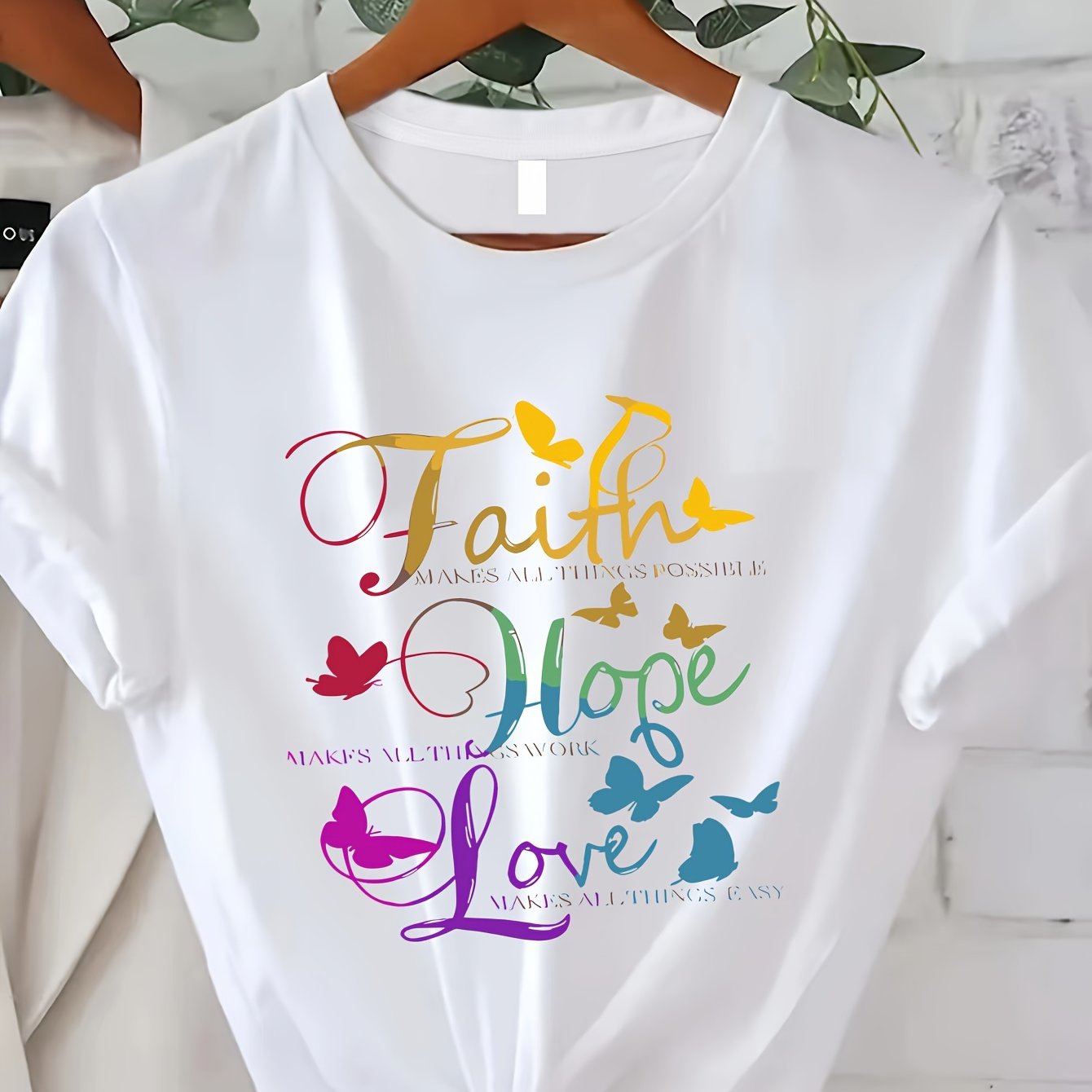 TEMU Print T-shirt, Short Sleeve Round Neck Casual Top, Suitable For Summer And Spring, Women's Clothing