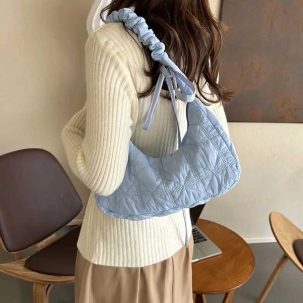 Fashion pleated cloud shoulder bag zipper solid color bow bottom bag stroke bag fully bubble information bag for women-girlsX240803