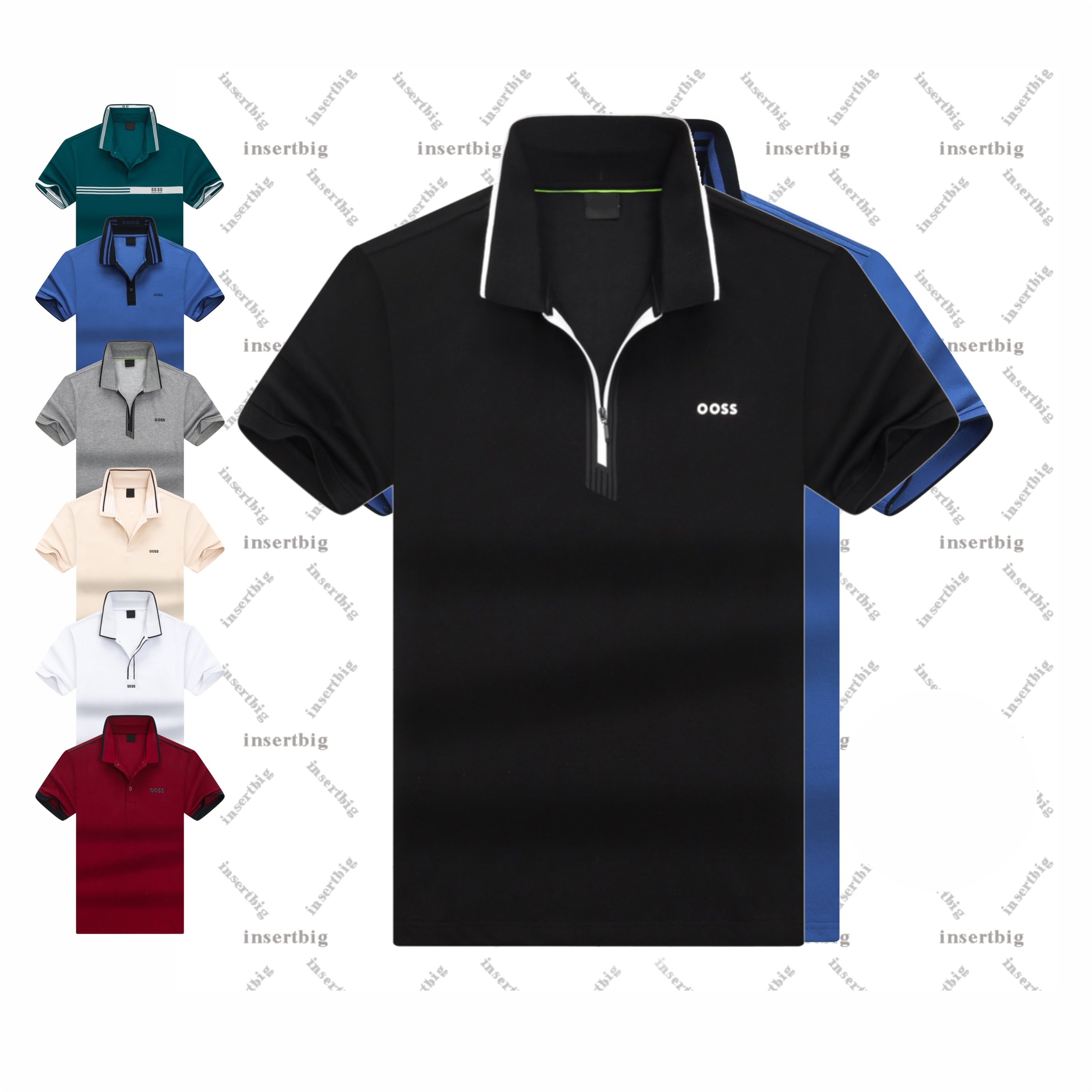 Summer New High End Casual Fashion Mens Polos Collar Colorful Contrast Short Sleeve 100% Cotton