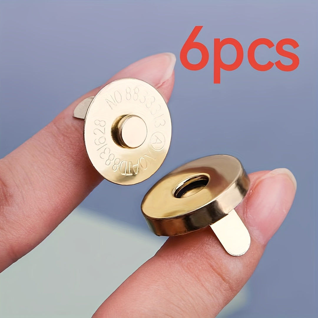TEMU 6pcs Golden Magnetic Snap Buttons, 14mm Diameter, Strong Invisible Fasteners For Bags & Crafts, Sewing & Knitting Supplies, Sewing Buttons