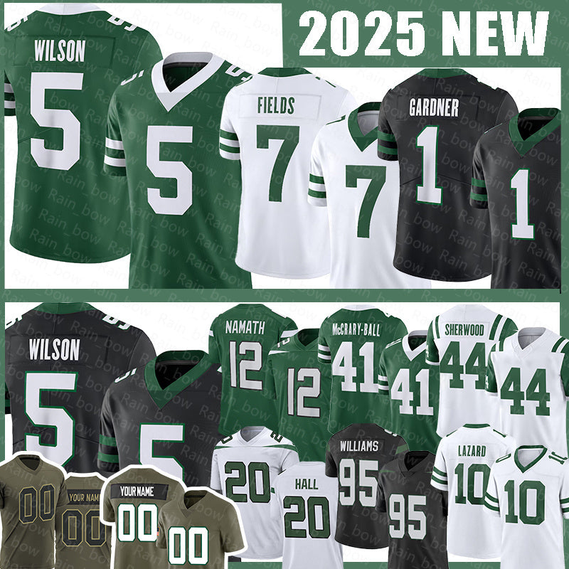 5 Garrett Football Jerseys Joe Namath Sauce Gardner Justin Fields Marcelino McCrary-Ball Jamien Sherwood Quinnen Williams Breece Hall Jermaine Johns