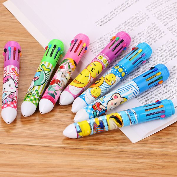 Gel Pens 24 pcs Creative Stationery Ten-color Ball Student Prize Multifunctional Color Lovely Learning Painting and Graffiti 221118