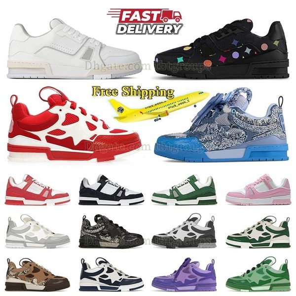 Free Shipping Skates Casual Shoes Platform Designer Lace Up Black Sneakers Calfskin Luxes Skateboard Low Top White Ablohs Leather Green Brow