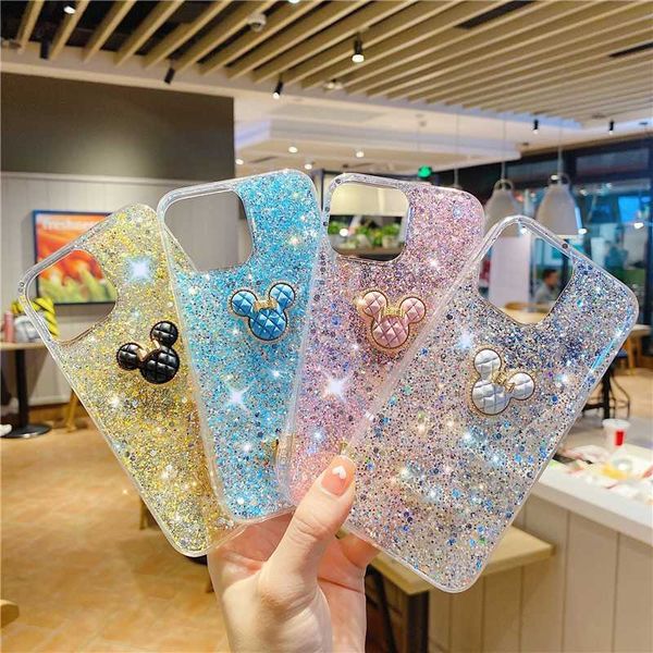 Cell Phone Cases Cute 3D Cartoon Bling Glitter Clear Silicone Phone Case For iPhone 14 13 Pro Max 12 11 X XS XR 7 8 Plus SE Soft Protective