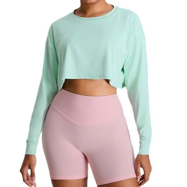Yoga Clothes High Waist Fitness Leggings Yoga Vest Autumn New Yoga Long Sleeved Women&#039;s Round Neck Casual Loose Sportswear Running Slim