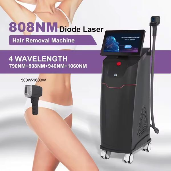 Salon Beauty Products 808-790-940-1060nm Diode Laser 1800W 4 Wavelength Hair Permanent Removal Professional Ice Titanium Laser Hair Removal