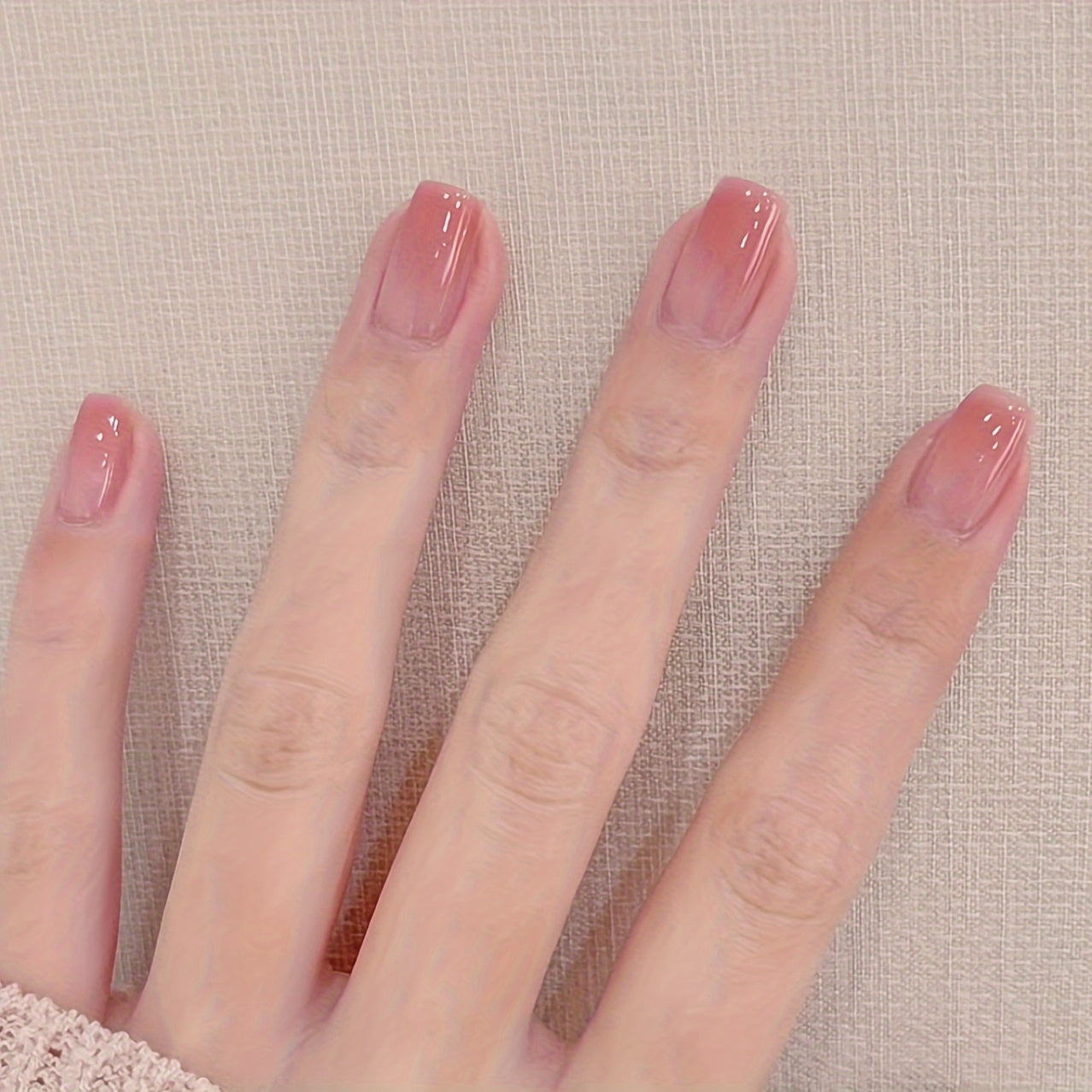 TEMU Short Press-on Nails - Glossy Pink Gradient Reusable Fake Nails For , Easy To Apply & Remove, Versatile For Everyday Or Special Occasions, Cute