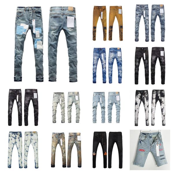 baggy for men designer mens women pants jeans High Street Retro Paint Spot Slim Feet Micro Elastic Jeans Hip-hop Zipper Hole A06
