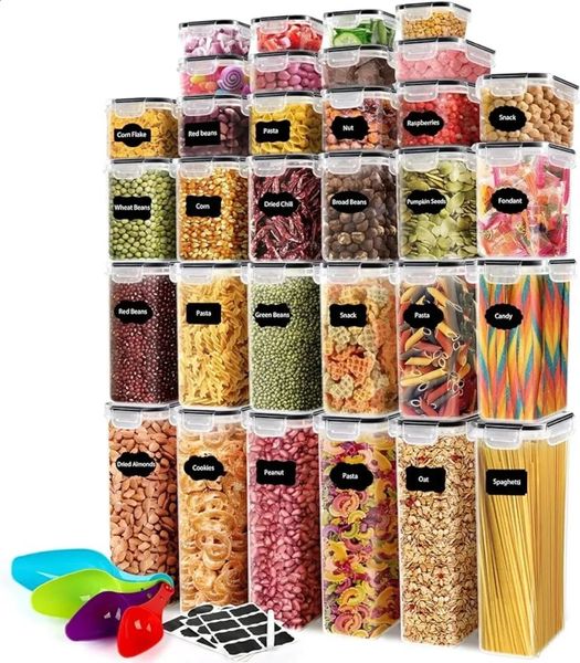 68 airtight food storage containers free of bisphenol A caps used for storing grains in kitchen food storage organization and storage contai
