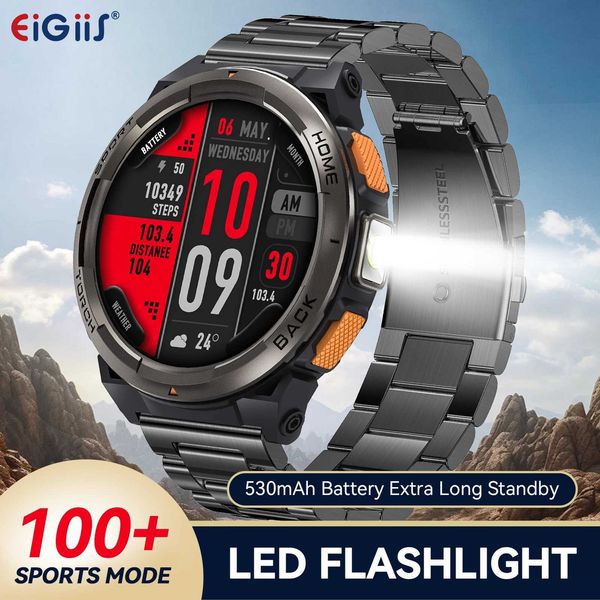 Smart Watches EIGIS Smart Watch KE5 2024 3ATM Waterproof Design Sports Watch with Compass and Altitude Barometer LED Flashlight Call CL24122