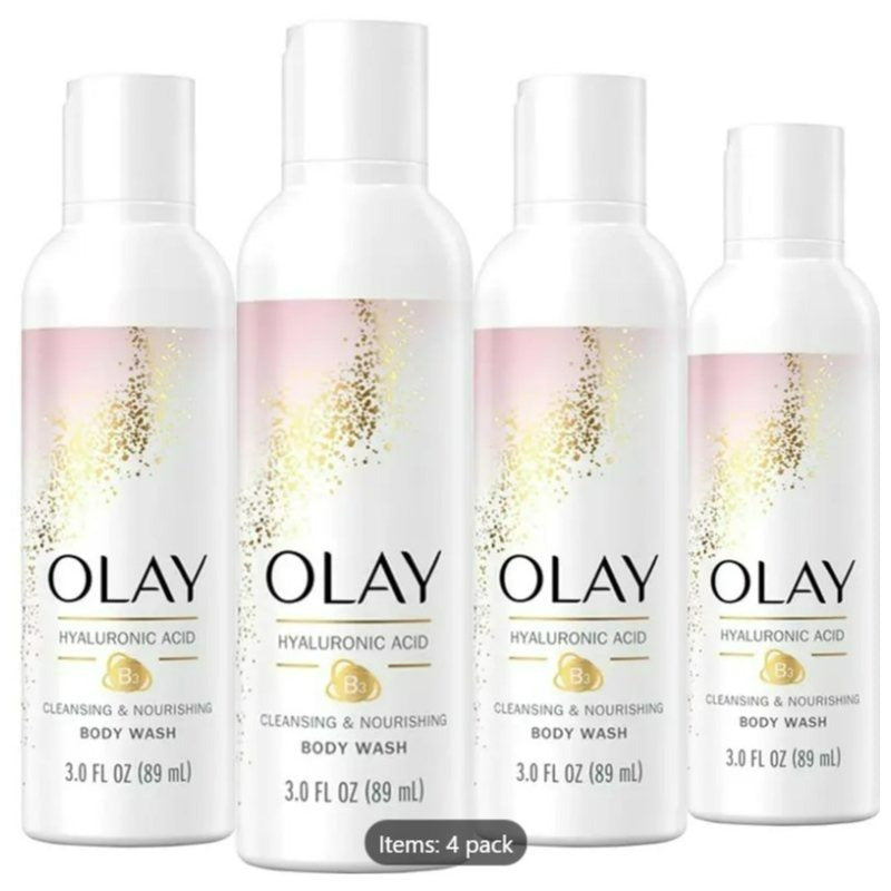 TEMU 4 Pack Olay Cleansing & Nourishing Body Wash For Women, Hydrating Body Wash With Hyaluronic Acid And Vitamin B3, Stocking Stuffer Travel Size