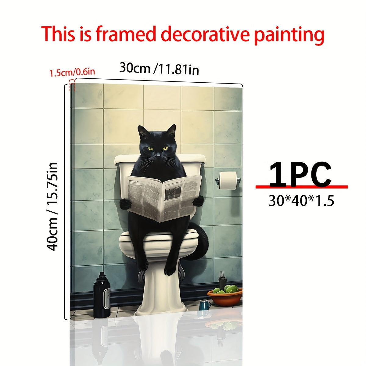 TEMU Black For Bathroom, Black News In Toilet Wall Art For Home Wall Decor Gifts (has Framed)