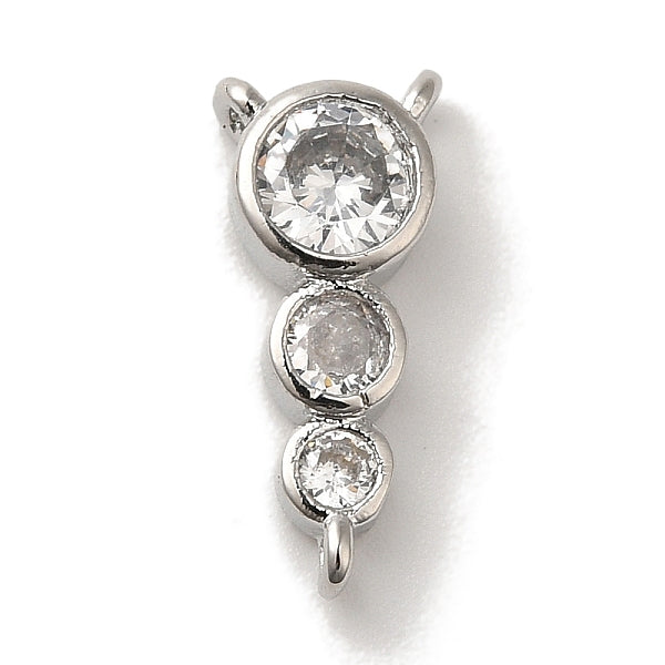 Liens de composants de lustre à perles rondes plates en laiton plaqué pavé de zircones cubiques transparentes